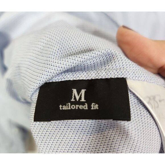 ERMENEGILDO ZEGNA Shirt Mens Medium Blue Button Tailored Fit Dress Shirt - Picture 9 of 9